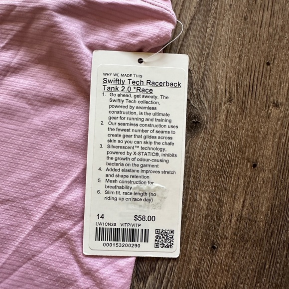 Lululemon NWT Swiftly Tech Racerback Tank Top 2.0 *Race Length Vita Pink Size 14 - Picture 3 of 5